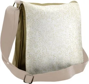 Lunarable Beige Messenger Bag, Repeating Curvy Stems Leaves, Unisex Cross-body