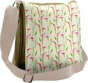 Lunarable Calla Lily Messenger Bag, Perennial Ornate Plants, Unisex Cross-body