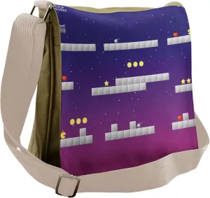 Lunarable Cartoon Messenger Bag, Arcade Games Star Stairs, Unisex Cross-body