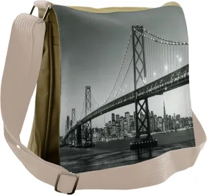 Lunarable City Messenger Bag, Scenic Urban Bridge Sunset, Unisex Cross-body