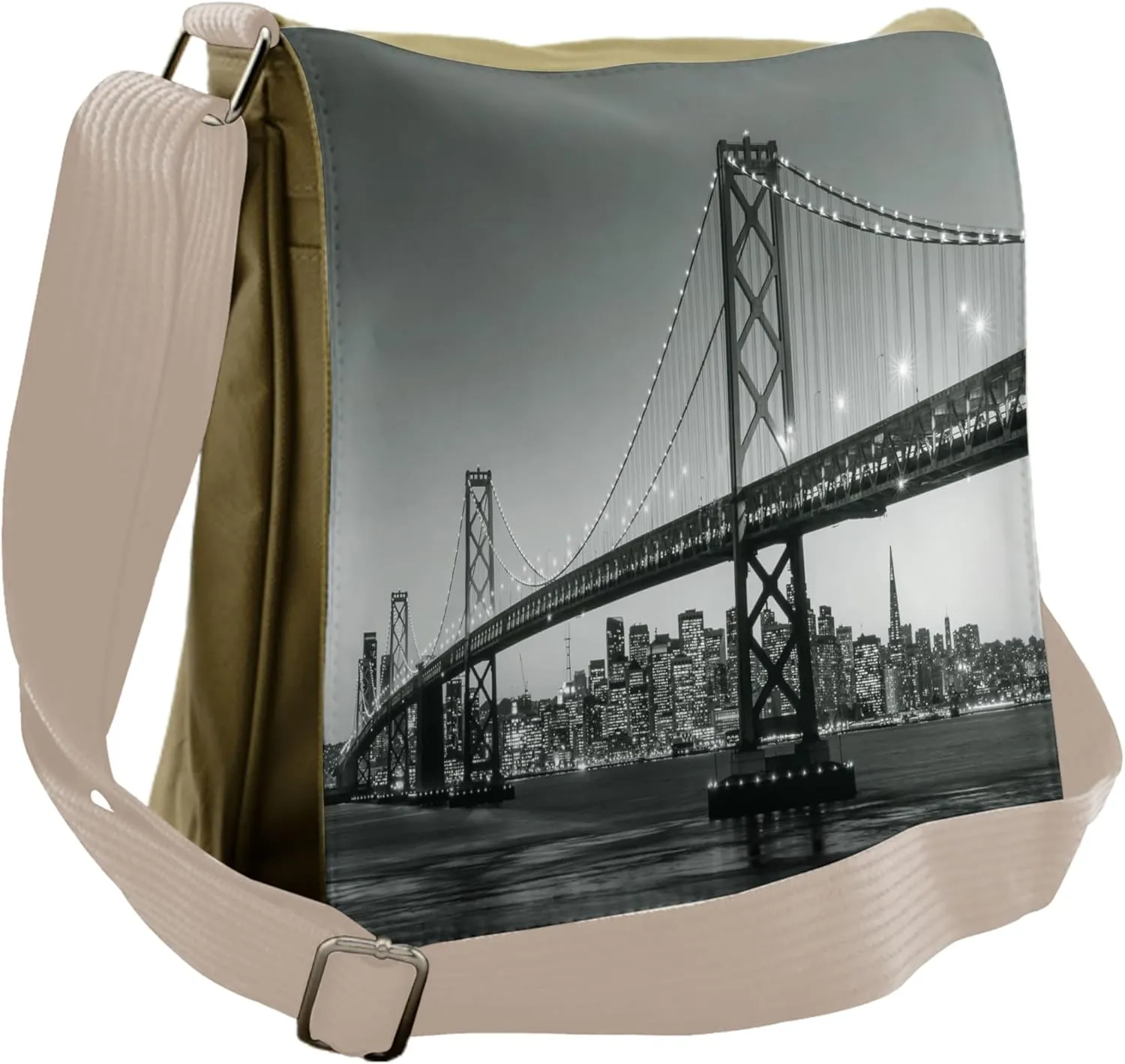 Lunarable City Messenger Bag, Scenic Urban Bridge Sunset, Unisex Cross-body