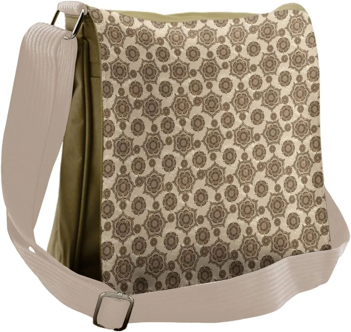 Lunarable Cream Messenger Bag, Eastern Inspired Symmetrical, Unisex Cross-body