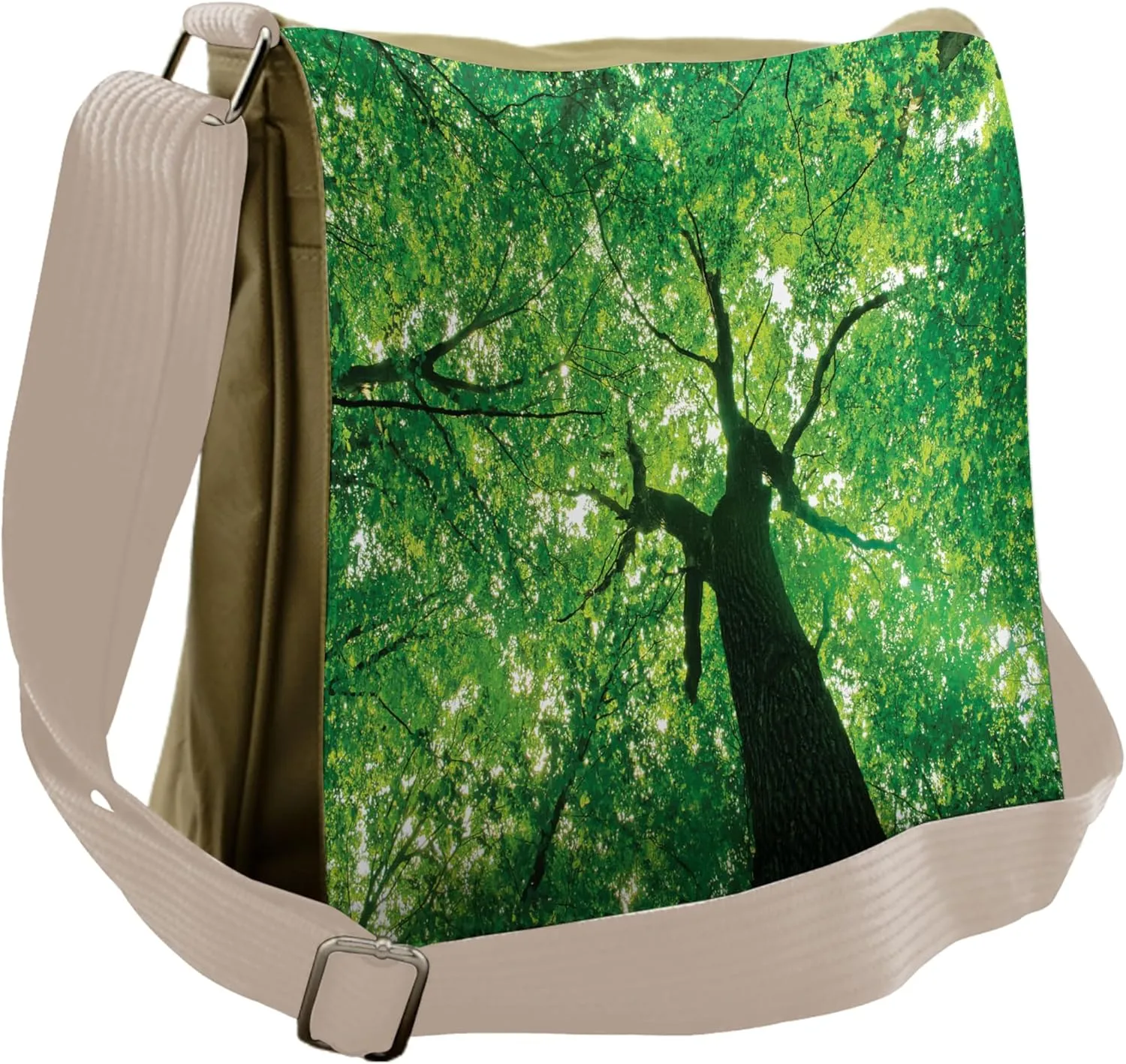 Lunarable Forest Messenger Bag, Body of an Evergreen Tree, Unisex Cross-body