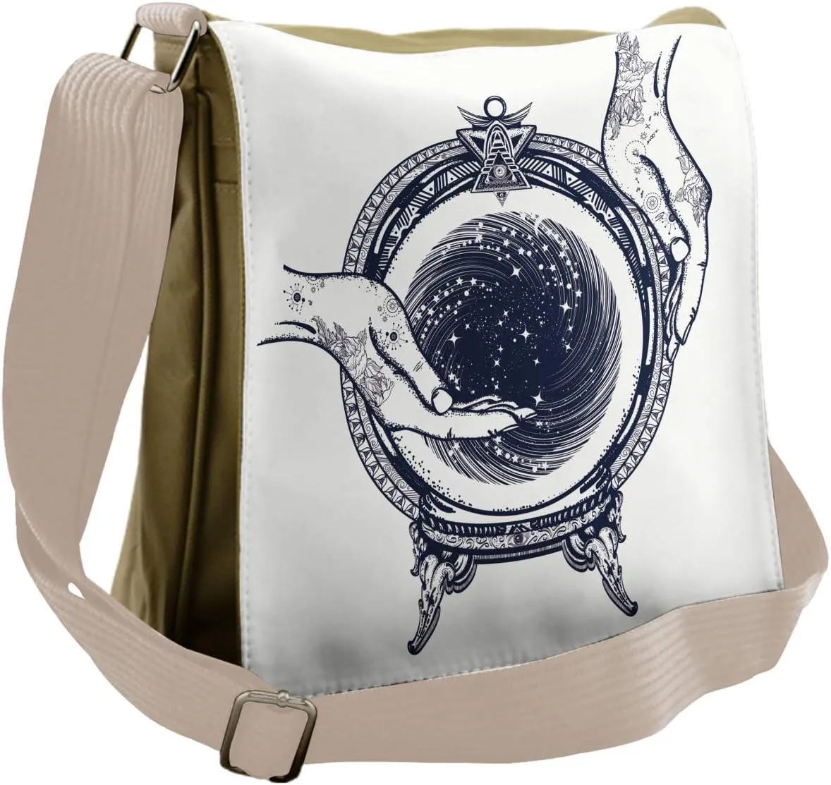Lunarable Gypsy Messenger Bag, Fortune Teller Tattoo Design, Unisex Cross-body