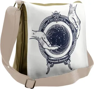 Lunarable Gypsy Messenger Bag, Fortune Teller Tattoo Design, Unisex Cross-body