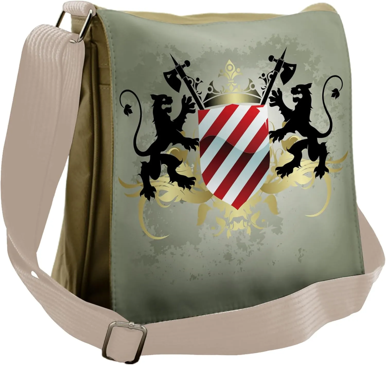 Lunarable Heraldry Messenger Bag, Ornate Medieval Shield, Unisex Cross-body