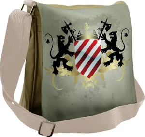 Lunarable Heraldry Messenger Bag, Ornate Medieval Shield, Unisex Cross-body