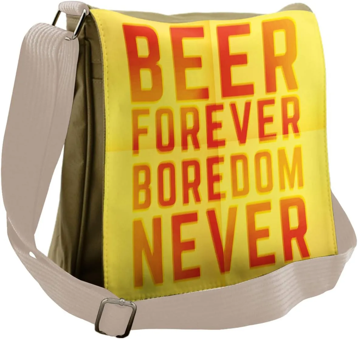 Lunarable Man Cave Messenger Bag, Beer Forever Boredom Never, Unisex Cross-body