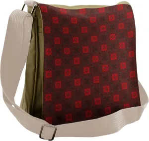 Lunarable Maroon Messenger Bag, Japanese Cultural Tile, Unisex Cross-body