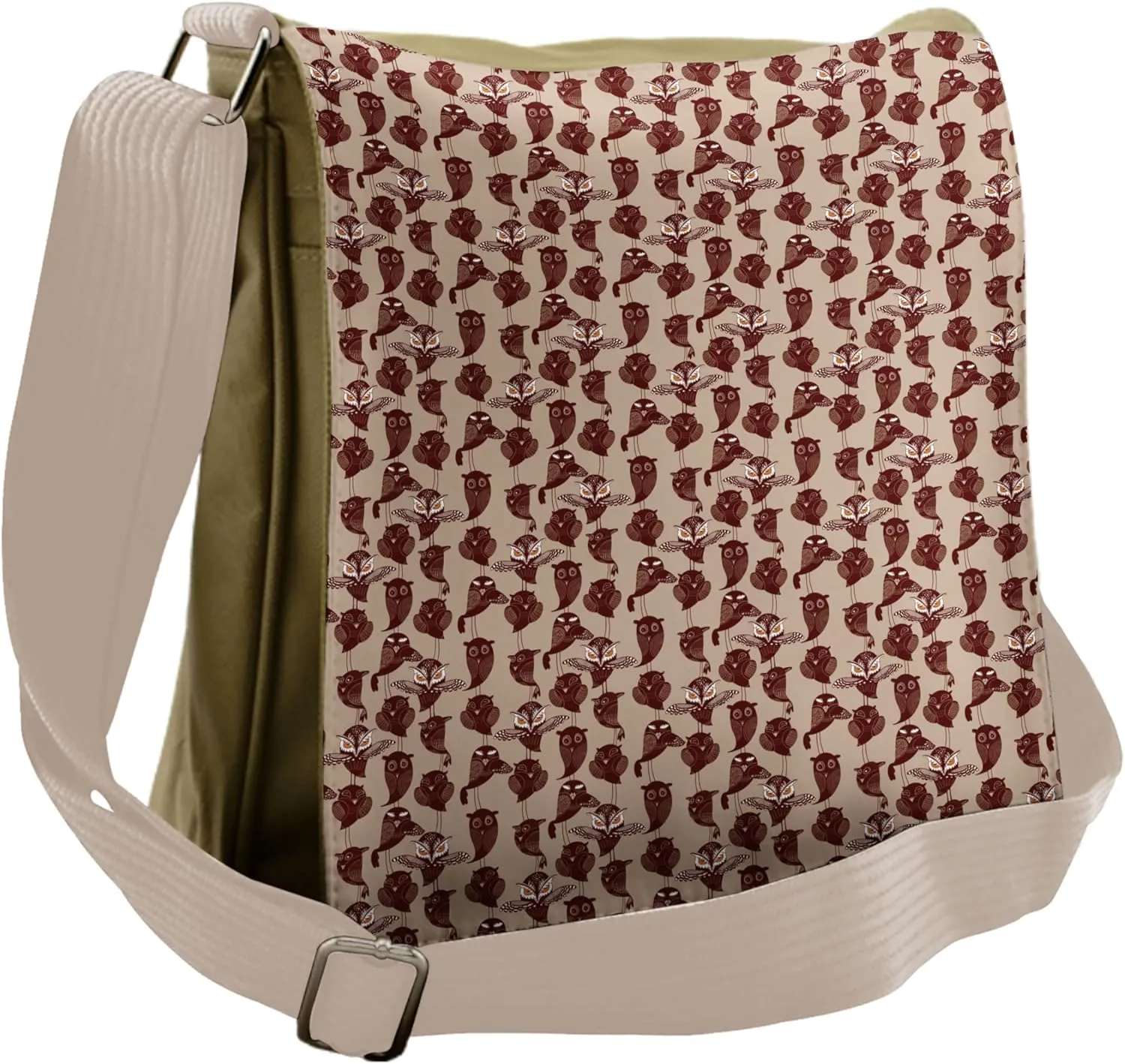 Lunarable Owl Messenger Bag, Forest Birds Wildlife Habitat, Unisex Cross-body