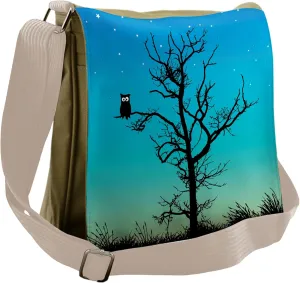 Lunarable Owls Messenger Bag, Naked Winter Tree Night Sky, Unisex Cross-body