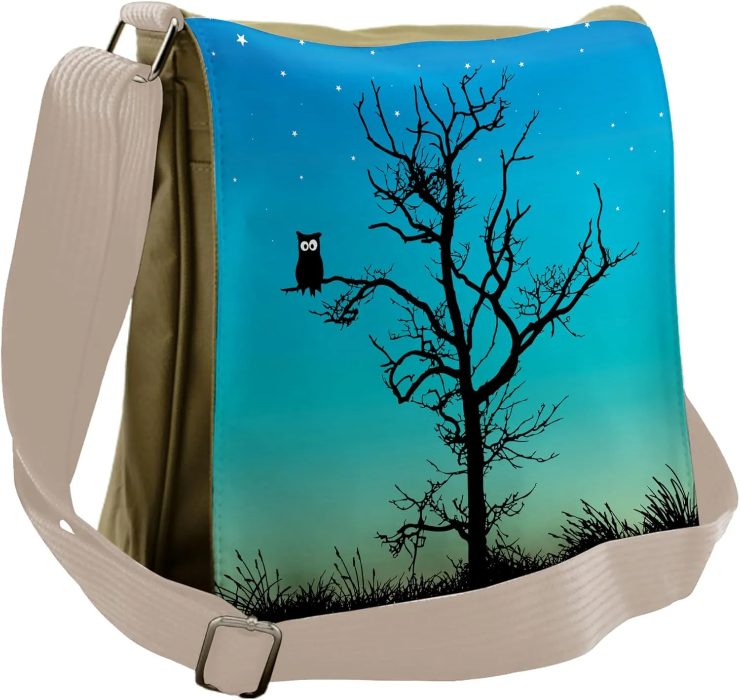 Lunarable Owls Messenger Bag, Naked Winter Tree Night Sky, Unisex Cross-body