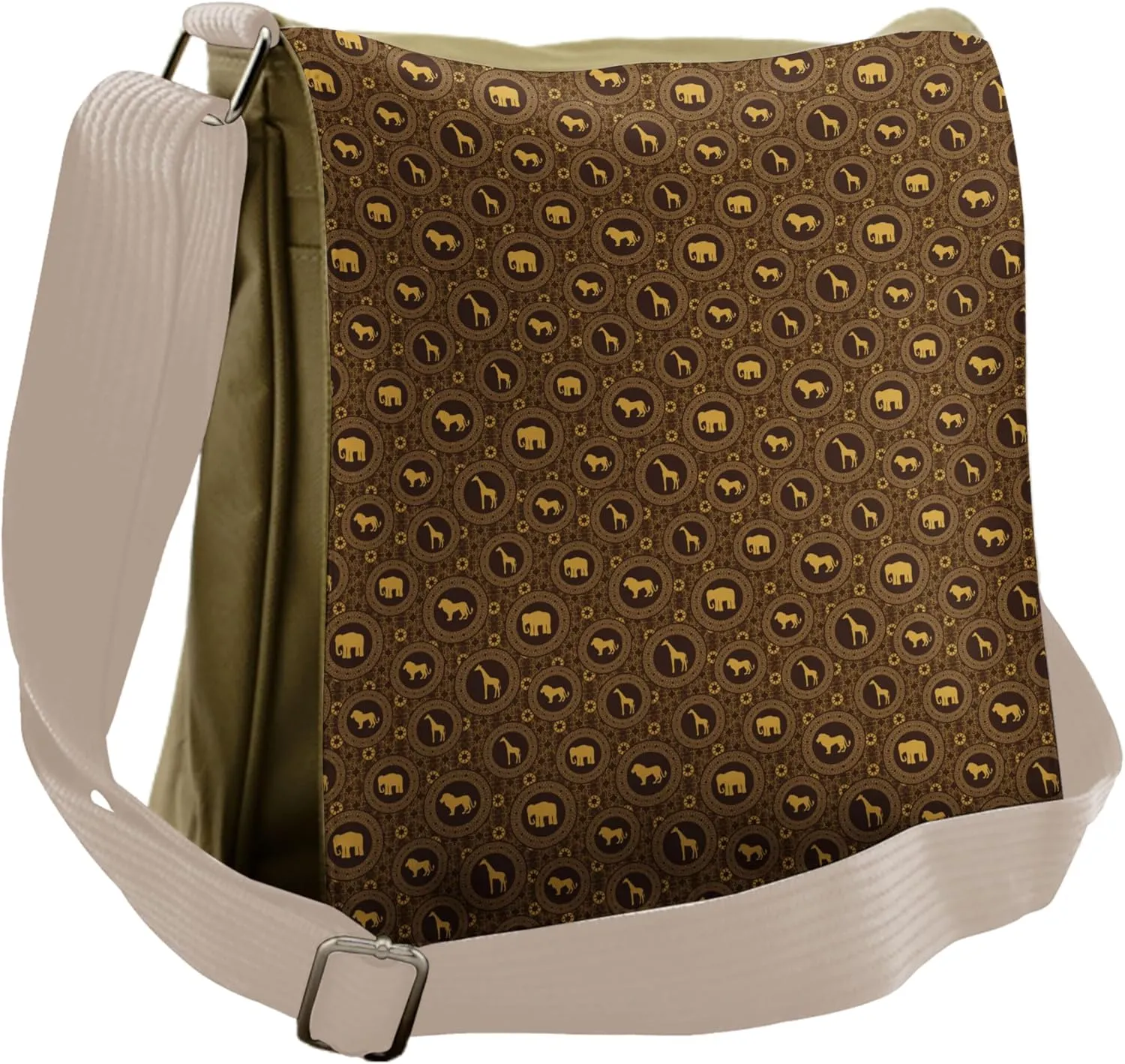 Lunarable Savannah Messenger Bag, Animal Silhouette Circular, Unisex Cross-body