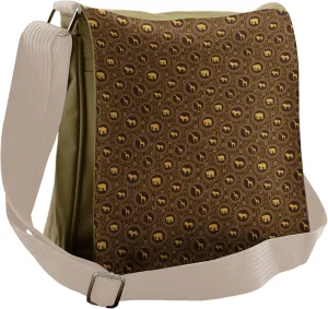 Lunarable Savannah Messenger Bag, Animal Silhouette Circular, Unisex Cross-body