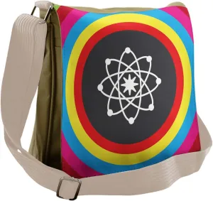 Lunarable Science Messenger Bag, Atom Model Colorful Circle, Unisex Cross-body