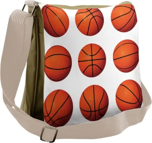 Lunarable Sports Messenger Bag, Multiple Basketballs Spheres, Unisex Cross-body