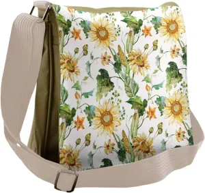Lunarable Sunflower Messenger Bag, Watercolor Corn Botanical, Unisex Cross-body