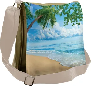 Lunarable Tropical Messenger Bag, Sandy Beach Summertime, Unisex Cross-body