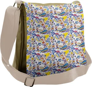 Lunarable Underwater Messenger Bag, Fish Characters Seaweed, Unisex Cross-body