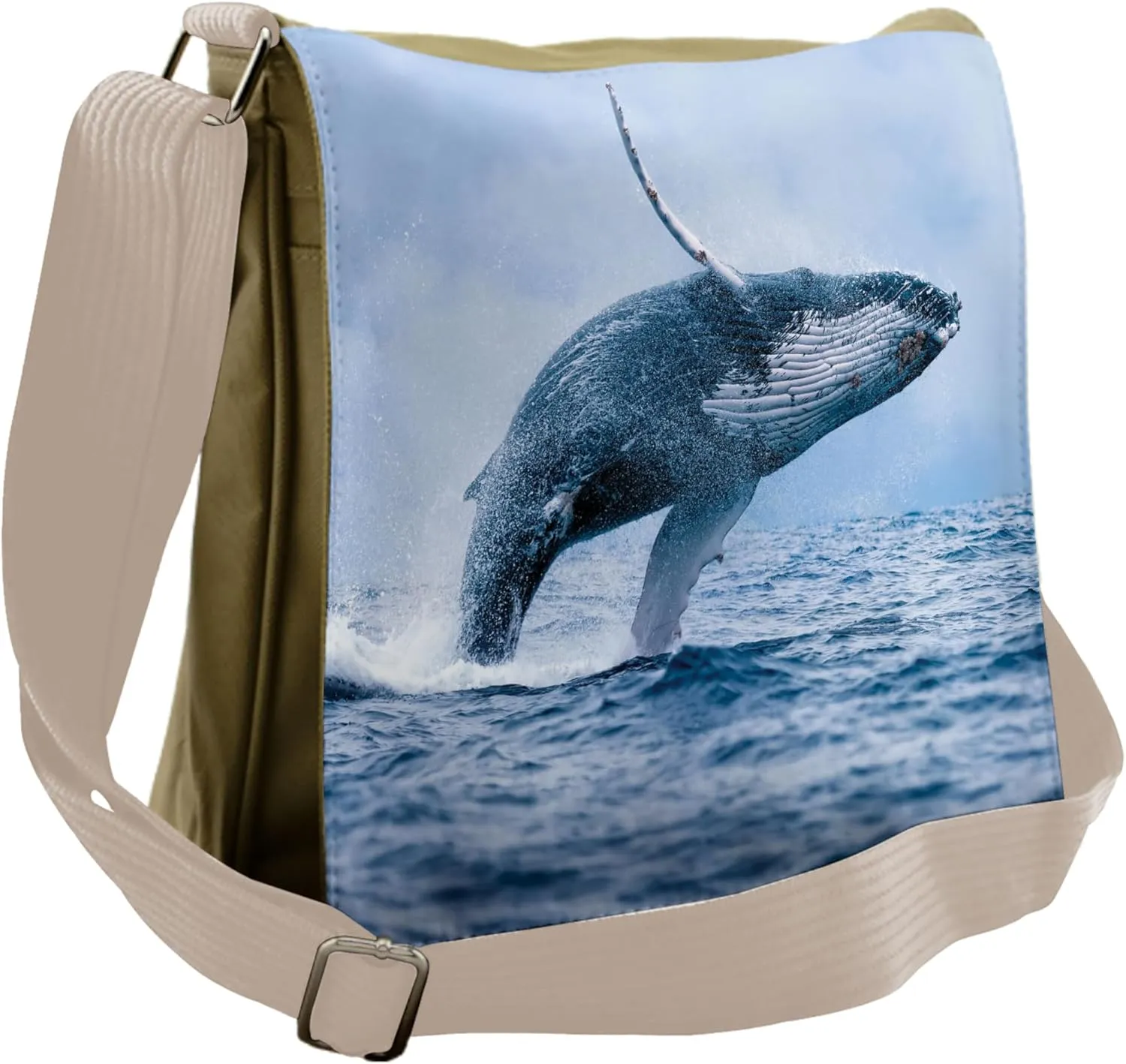 Lunarable Underwater Messenger Bag, Massive Humpback Whale, Unisex Cross-body