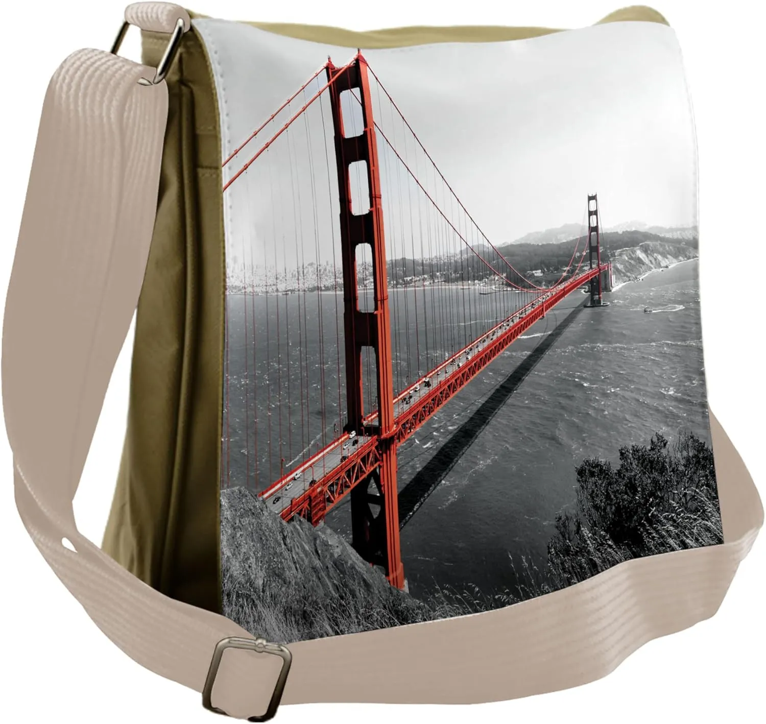 Lunarable USA Messenger Bag, Civil Engineering Theme Travel, Unisex Cross-body