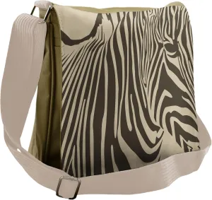 Lunarable Zebra Print Messenger Bag, Monochrome Savannah Zoo, Unisex Cross-body