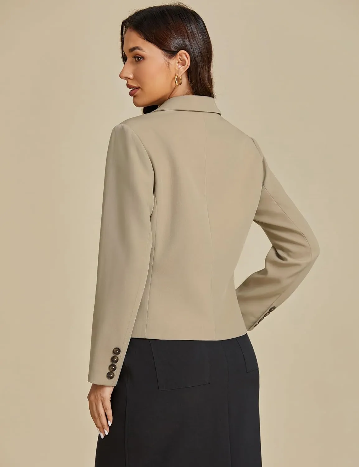 luvamia Blazers for Women Business Casual Double Breasted Notched Lapel Long Sleeve Work Office Suit Jackets Blazer
