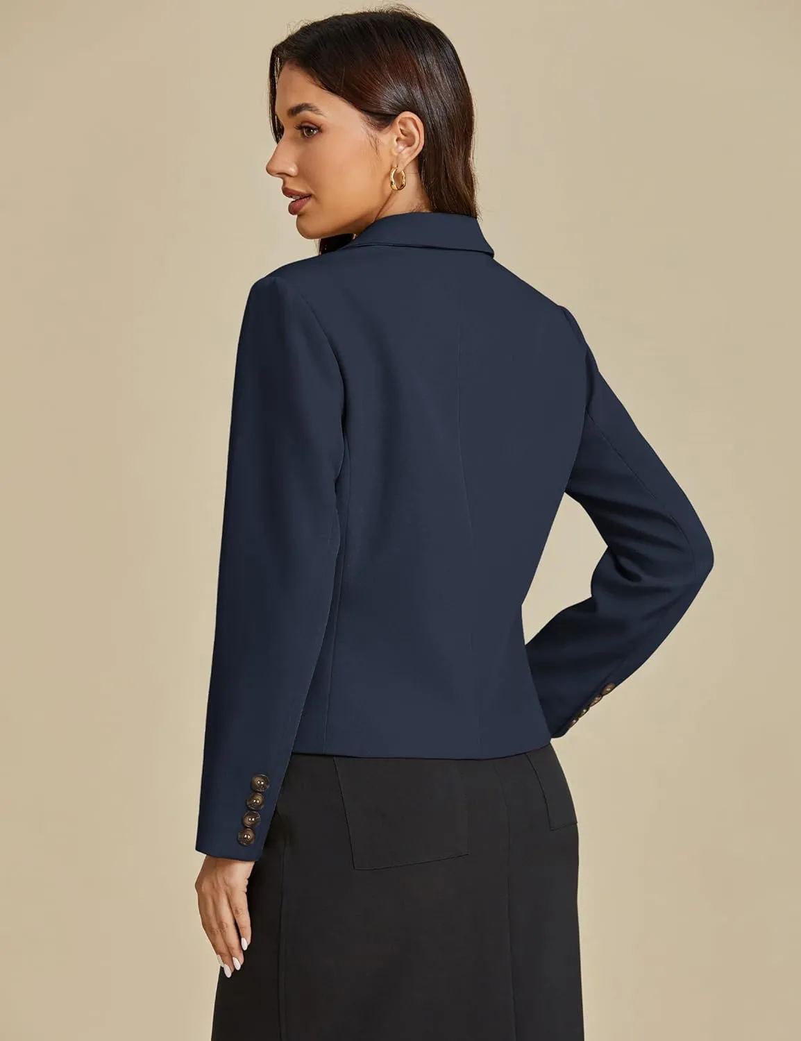 luvamia Blazers for Women Business Casual Double Breasted Notched Lapel Long Sleeve Work Office Suit Jackets Blazer