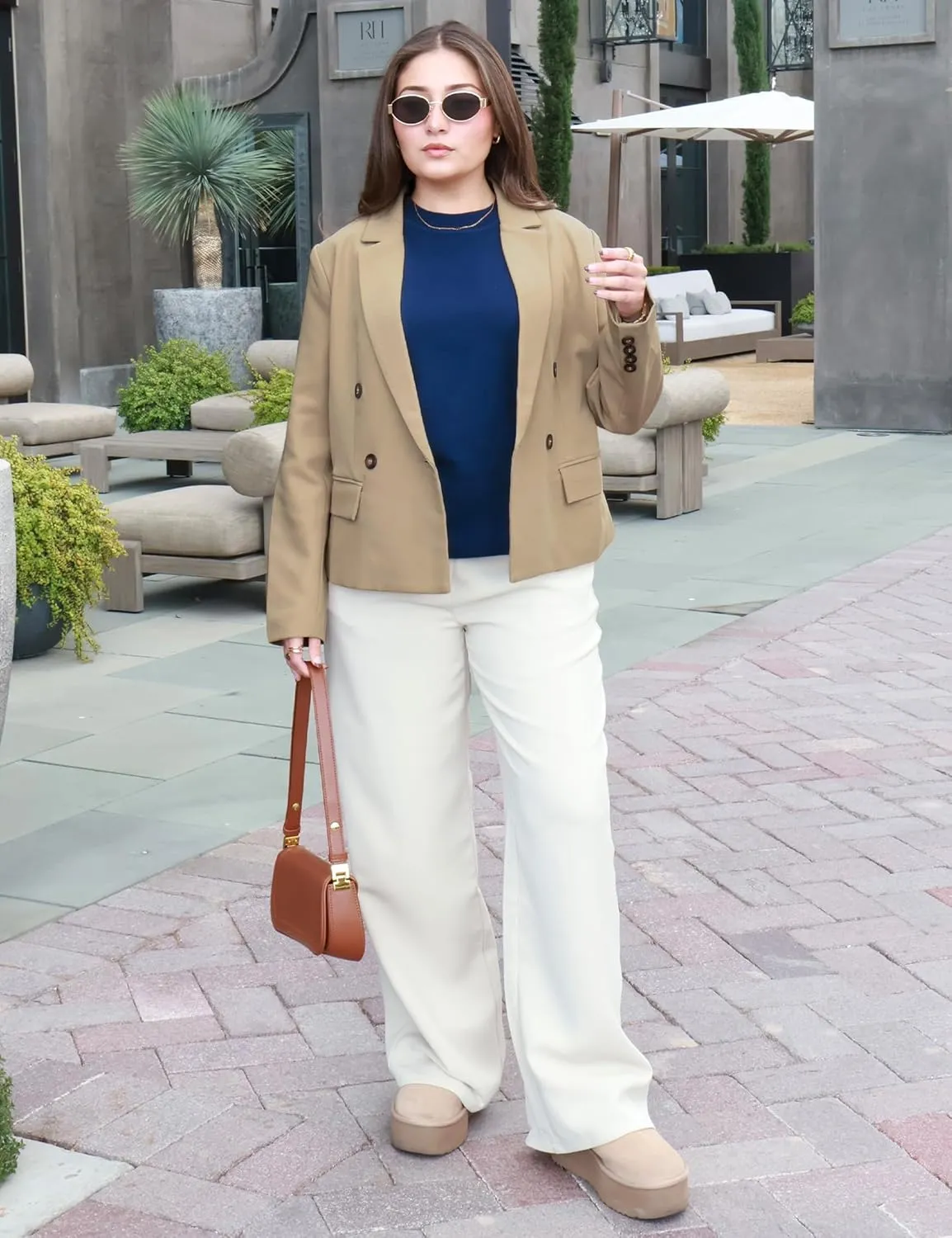 luvamia Blazers for Women Business Casual Double Breasted Notched Lapel Long Sleeve Work Office Suit Jackets Blazer