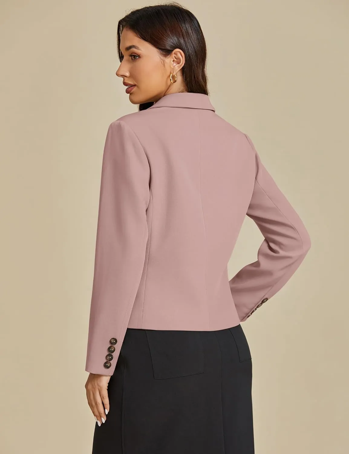 luvamia Blazers for Women Business Casual Double Breasted Notched Lapel Long Sleeve Work Office Suit Jackets Blazer