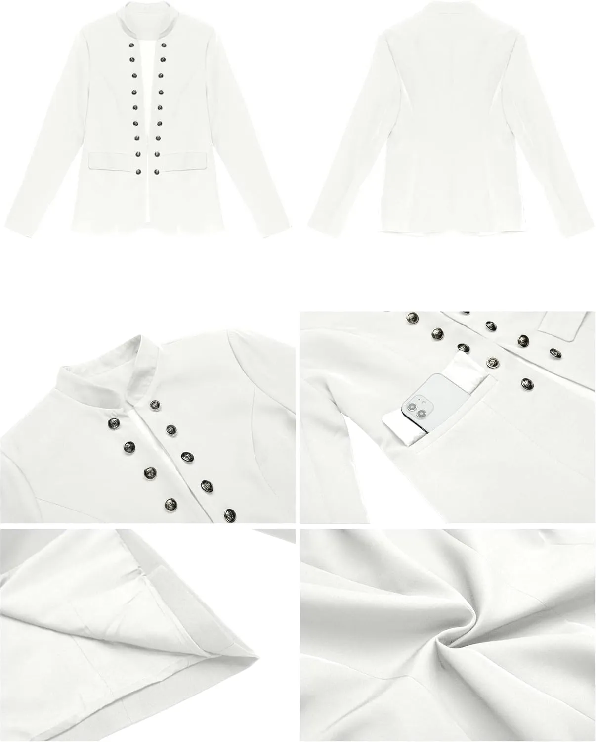 luvamia Women's Open Front Long Sleeves Work Blazer Casual Buttons Jacket Suit