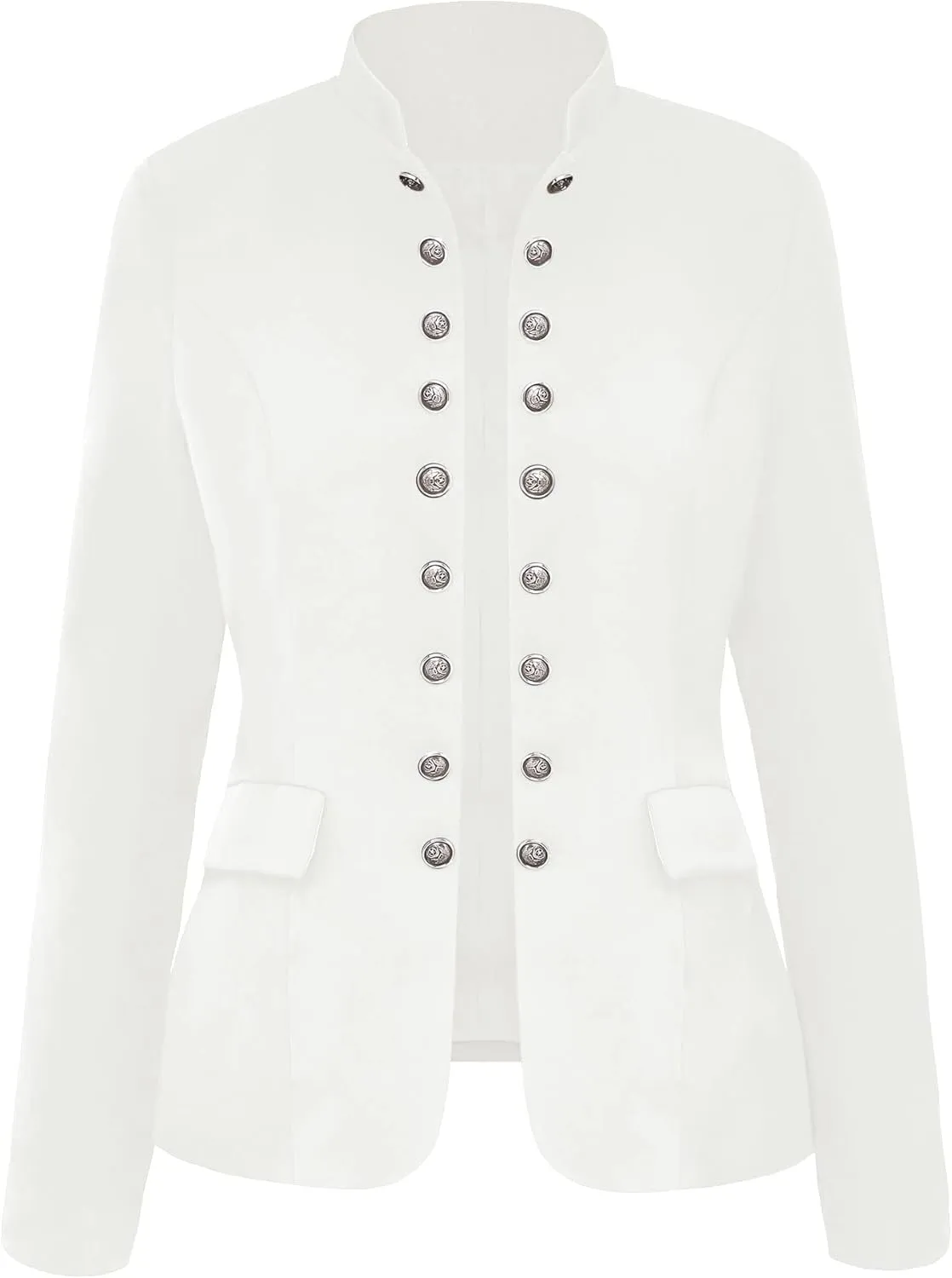 luvamia Women's Open Front Long Sleeves Work Blazer Casual Buttons Jacket Suit