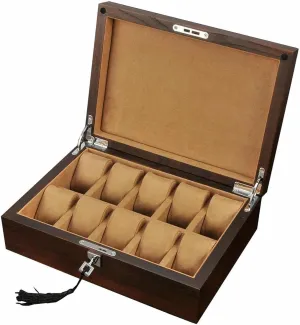 Luxury 12-Slot Watch Box Organizer with Key&Lock - Solid Wood Display Case for Watches and Jewelry - Large Holder Boxes with Removable Pillows - Premium Display Box