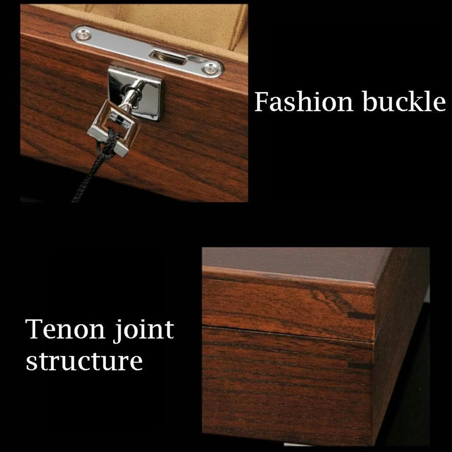 Luxury 12-Slot Watch Box Organizer with Key&Lock - Solid Wood Display Case for Watches and Jewelry - Large Holder Boxes with Removable Pillows - Premium Display Box