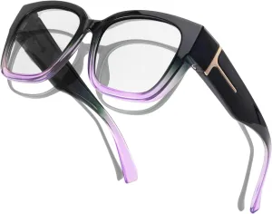 LVIOE Fit Over Blue Light Filter Glasses for Women Men, Oversized Blue Light Blocking Glasses to Wear Over Eyeglasses LB7511