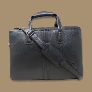 Maan Black Genuine Leather Laptop Messenger Bag-Gs