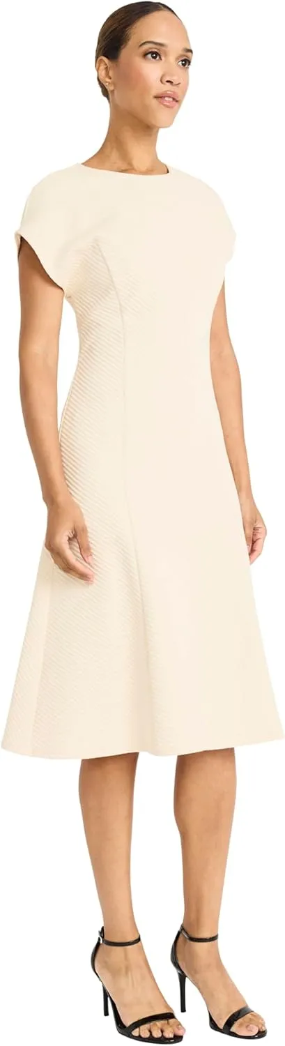 Maggy London Women's Classic Crew Neck Short Sleeve Midi-Special Occasion Fitted A-line Wedding Guest Wear to Work Dress