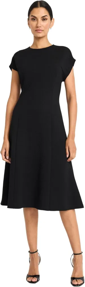 Maggy London Women's Classic Crew Neck Short Sleeve Midi-Special Occasion Fitted A-line Wedding Guest Wear to Work Dress