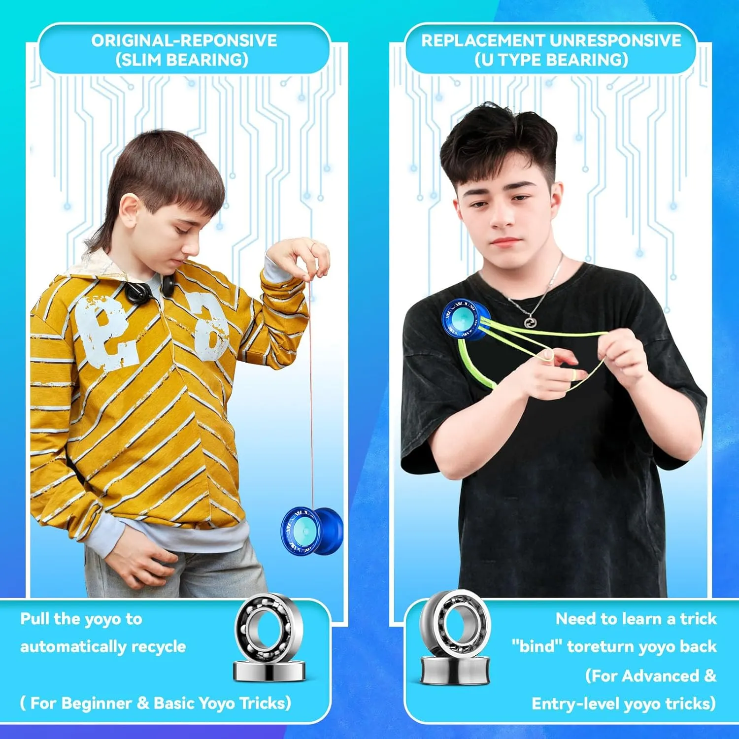 MAGICYOYO V11 Professional & Intermediate Yoyo - Dual Purpose Trick & Practice Yoyo   Glove   12 Strings   Storage Case - Blue