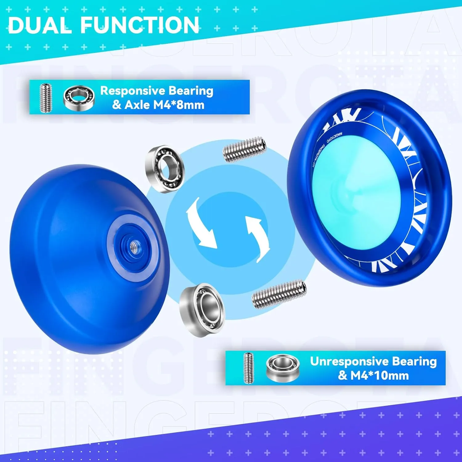 MAGICYOYO V11 Professional & Intermediate Yoyo - Dual Purpose Trick & Practice Yoyo   Glove   12 Strings   Storage Case - Blue