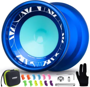 MAGICYOYO V11 Professional & Intermediate Yoyo - Dual Purpose Trick & Practice Yoyo   Glove   12 Strings   Storage Case - Blue
