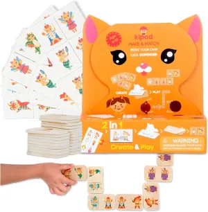 Make and Match Cats Dominoes- kipod Wooden Animal Themed Game for Boys and Girls Ages 3 & Up –Hands-On Cognitive and Social Development –Fun to Learn Through Play –Montessori Inspired