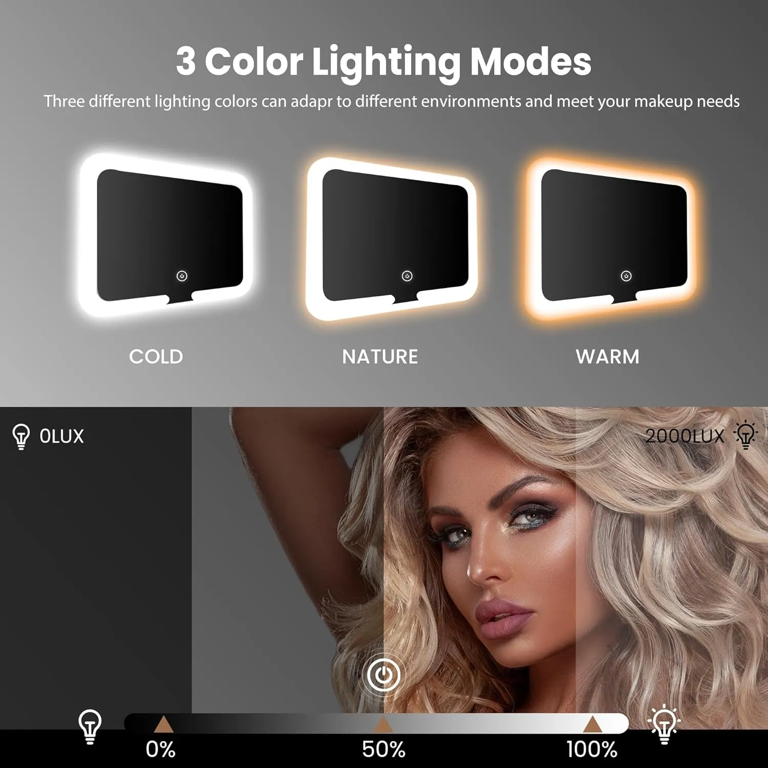 Makeup Bag with Light up Detachable Mirror 3 Color Scenarios Adjustable Brightness Large Cosmetic Organizer Storage Adjustable Dividers Waterproof Makeup Brushes Toiletry Gift Black