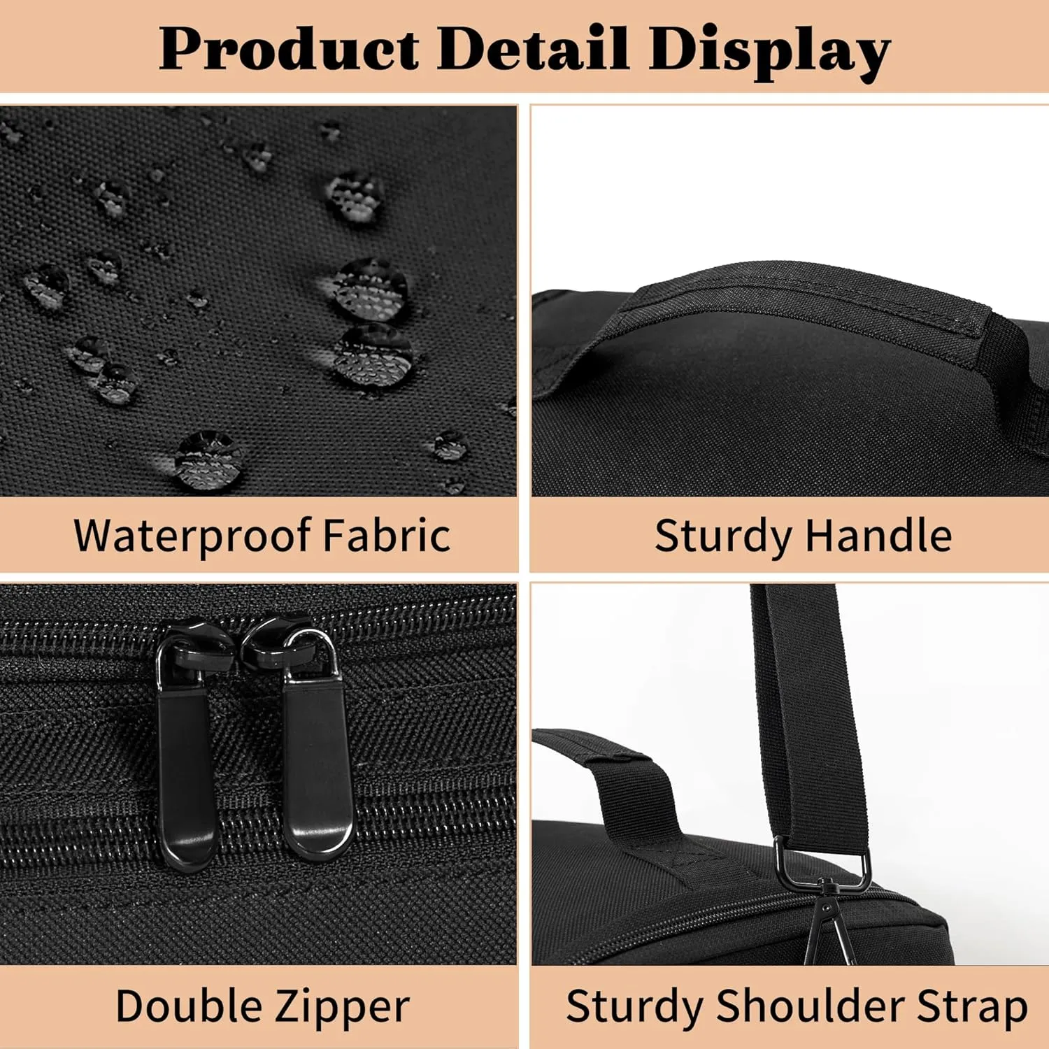 Makeup Travel Train Case, Black Makeup Carrying Organizer Bag, 4 Tier Professional Organizer Case with Straps Pockets for MakeUp Nail Tools