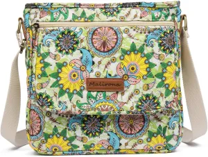Malirona Women 's Durable Floral Crossbody Bag Canvas Messenger Handbag Multi Pocket Travel Satchel Purse