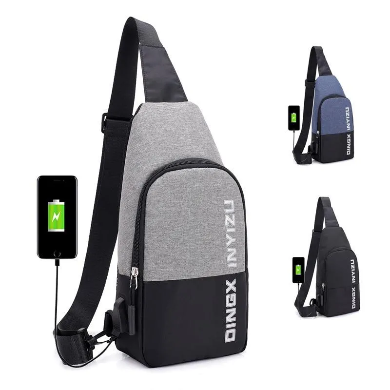 Man USB Charging Smart Backpack Waterproof Single Shoulder Bags Male Antitheft Chest Bag Leisure Messengers School Bag Bagpack