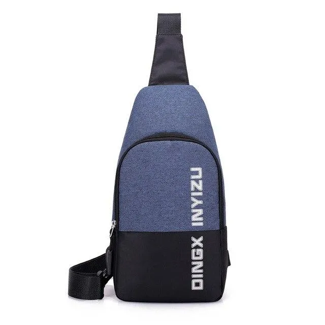 Man USB Charging Smart Backpack Waterproof Single Shoulder Bags Male Antitheft Chest Bag Leisure Messengers School Bag Bagpack