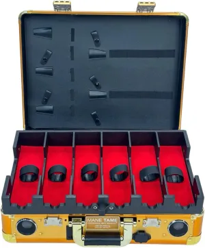 MANE TAME Barber Case – Executive Mobile Barber Station- Gold - Includes Speakers and Combination Locks