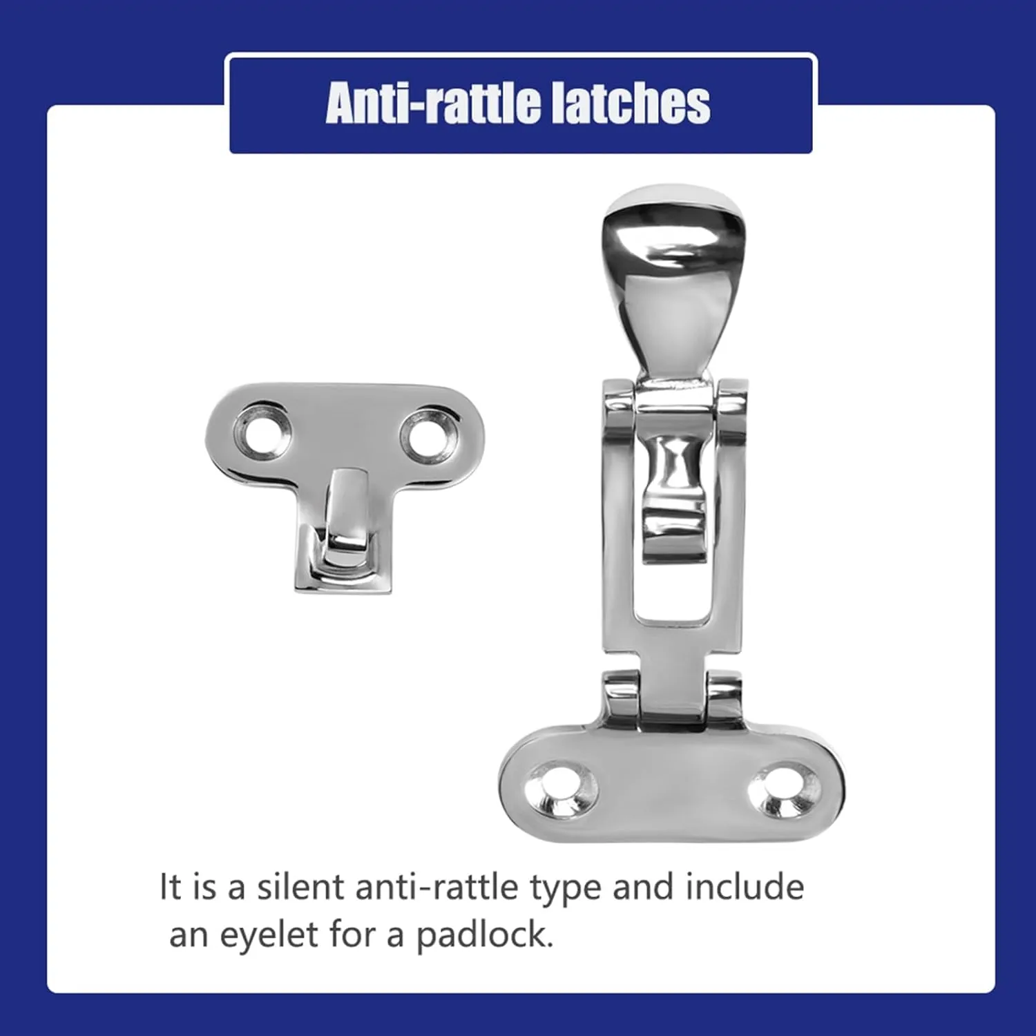 Marine Grade Boat Door Hatch 316 Stainless Steel Anti-Rattle Latches, Lockable Hold Down Clamp Latches