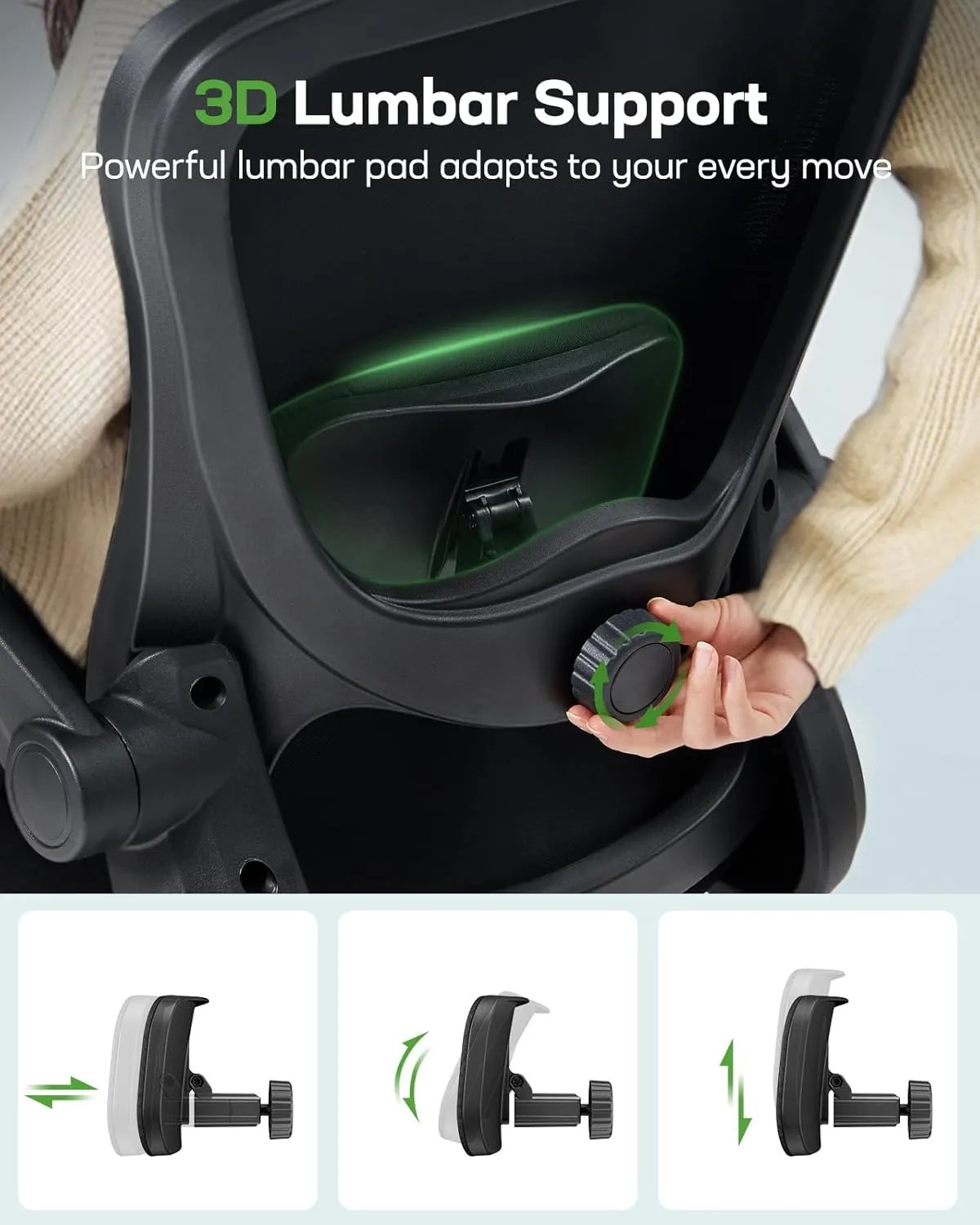 Marsail Office Chair Ergonomic Desk Chair with Adjustable Lumbar Support Breathable Mesh Computer Chair Executive Rolling Swivel Comfy Task Chair for Home Office Gaming